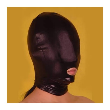 Czarna maska BDSM z otworem na usta