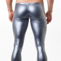 Seksowne legginsy ze sztucznej skóry silver